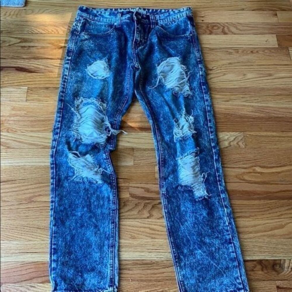 Trillnation Acid Wash Destroyed Jeans